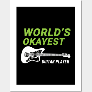 World's Okayest Guitar Player Offset Style Electric Guitar Dark Theme Posters and Art